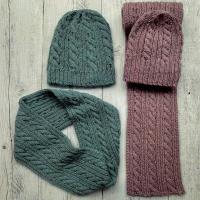 Ay 1562 Cabled Beanie Scarf and Cowl